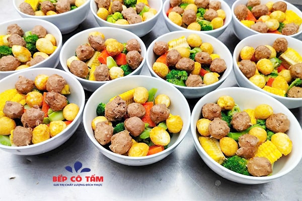 bò viên gân xào rau củ